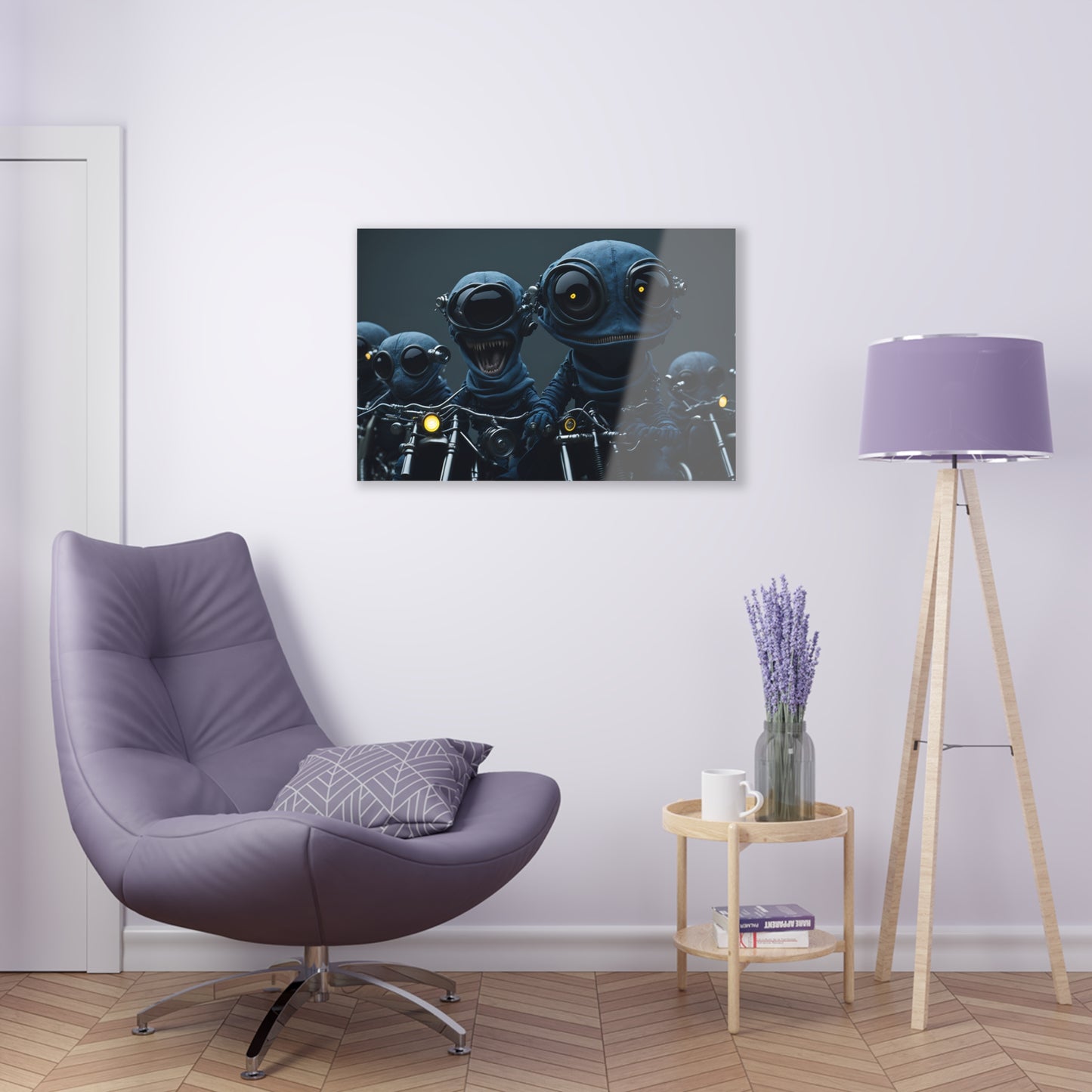 Alien Bikers Acrylic Wall Art Panels for Out of This World Decor for the gameoom bar garage or a gift v6 The The Alien Hogs