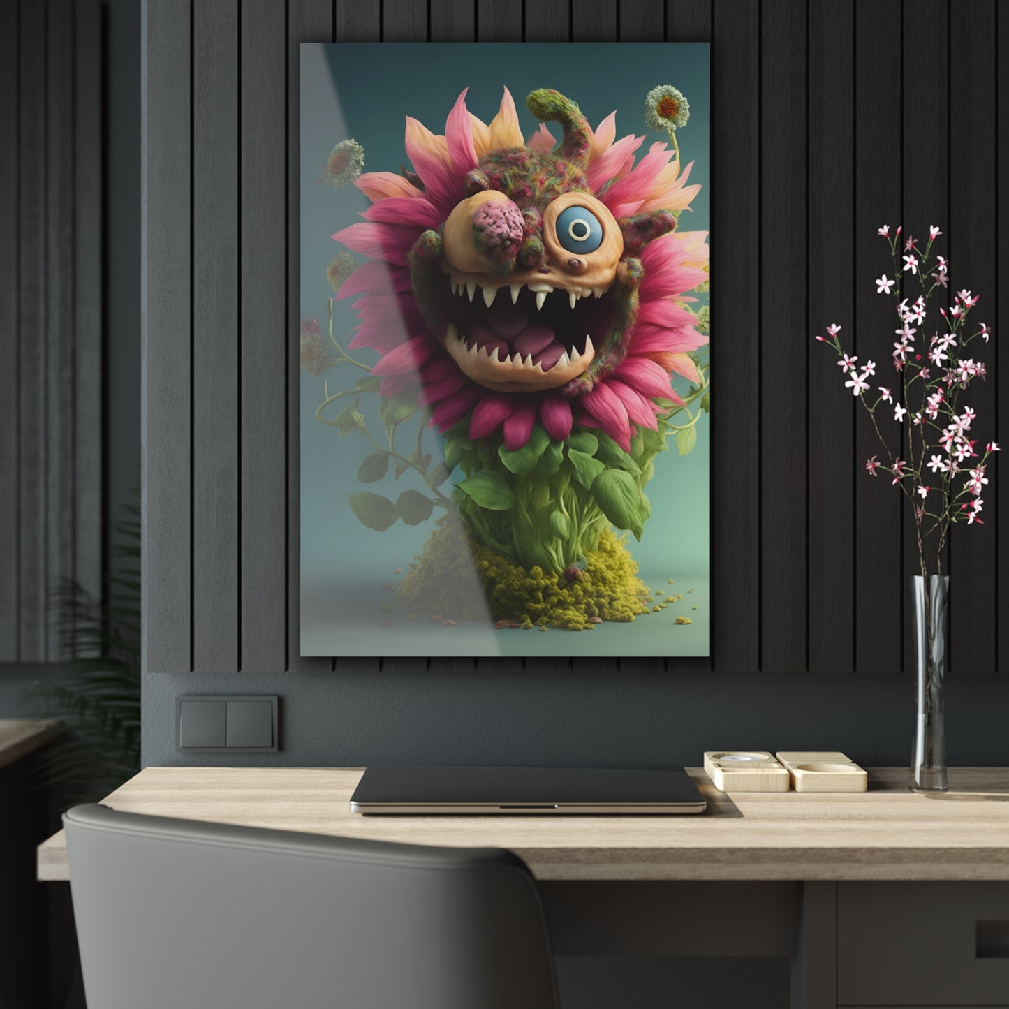 Monster Flower Art Panels for the kids room acrylic wall Art for the playroom or collectable monsters art 7/10