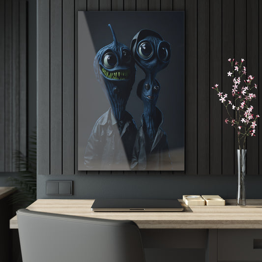 Besties in space Acrylic alien Wall Art Panels for best friends as gifts or for the kids room design v1