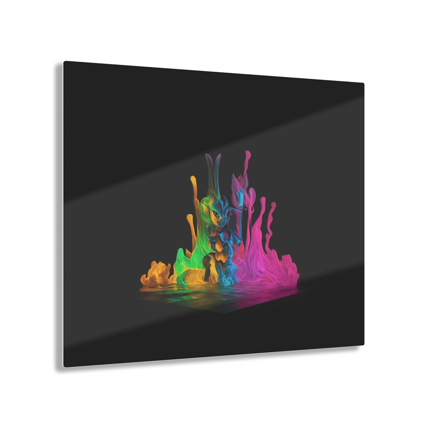 Rainbow Abstracts Art on Jet Black Acrylic Panels for gameroom art gay gift for lgbtq lovers ally femme style art horizontal orientation v2