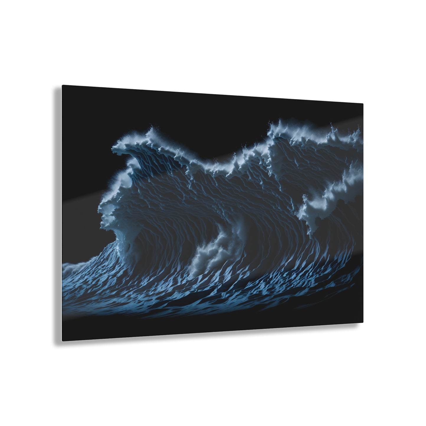 Powerful Waves Acrylic Art Jet Black Collection Elegant wall art in the living room bedroom or dinig room office gift for water lovers v1