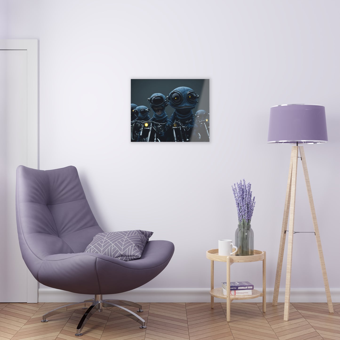 Alien Bikers Acrylic Wall Art Panels for Out of This World Decor for the gameoom bar garage or a gift v6 The The Alien Hogs