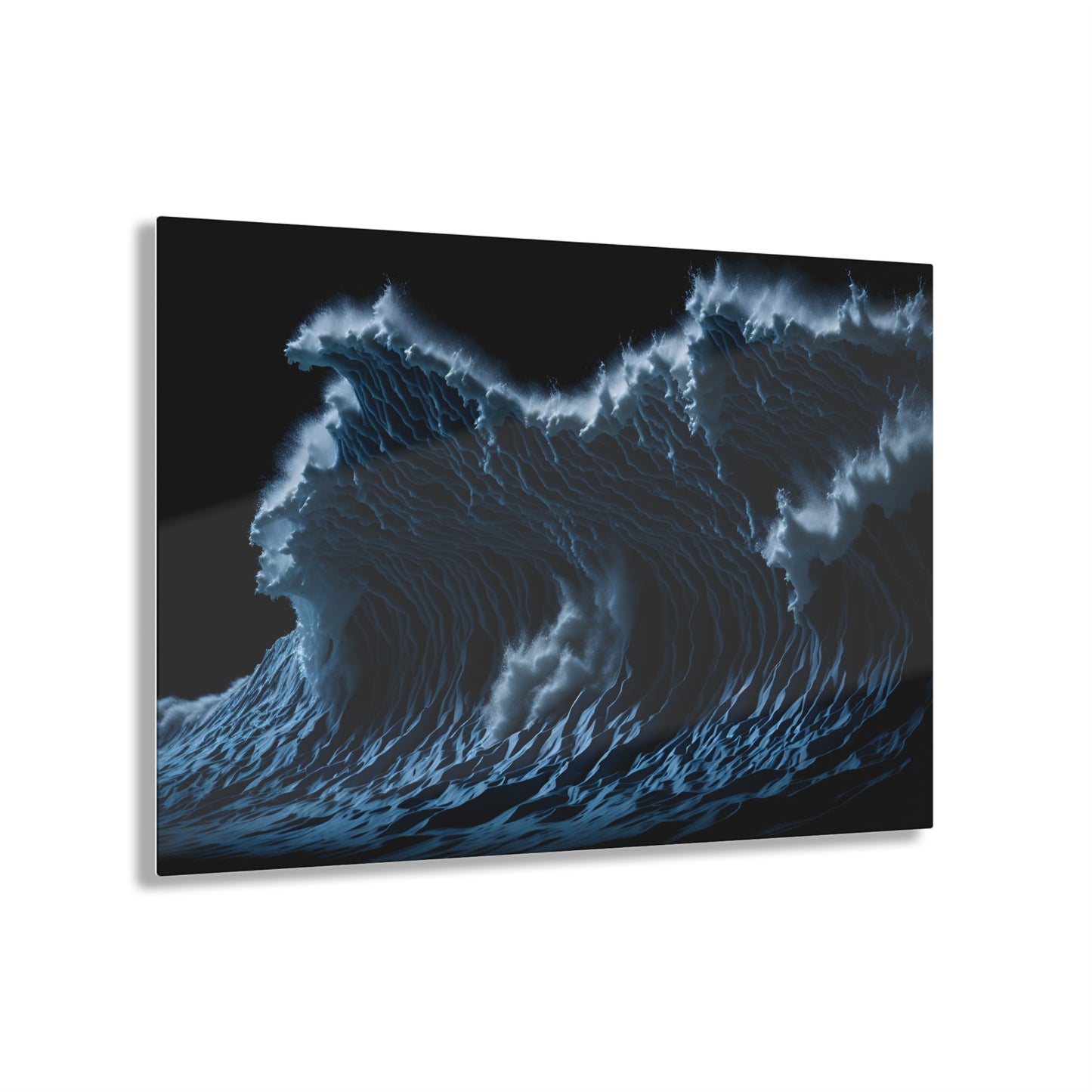 Powerful Waves Acrylic Art Jet Black Collection Elegant wall art in the living room bedroom or dinig room office gift for water lovers v1