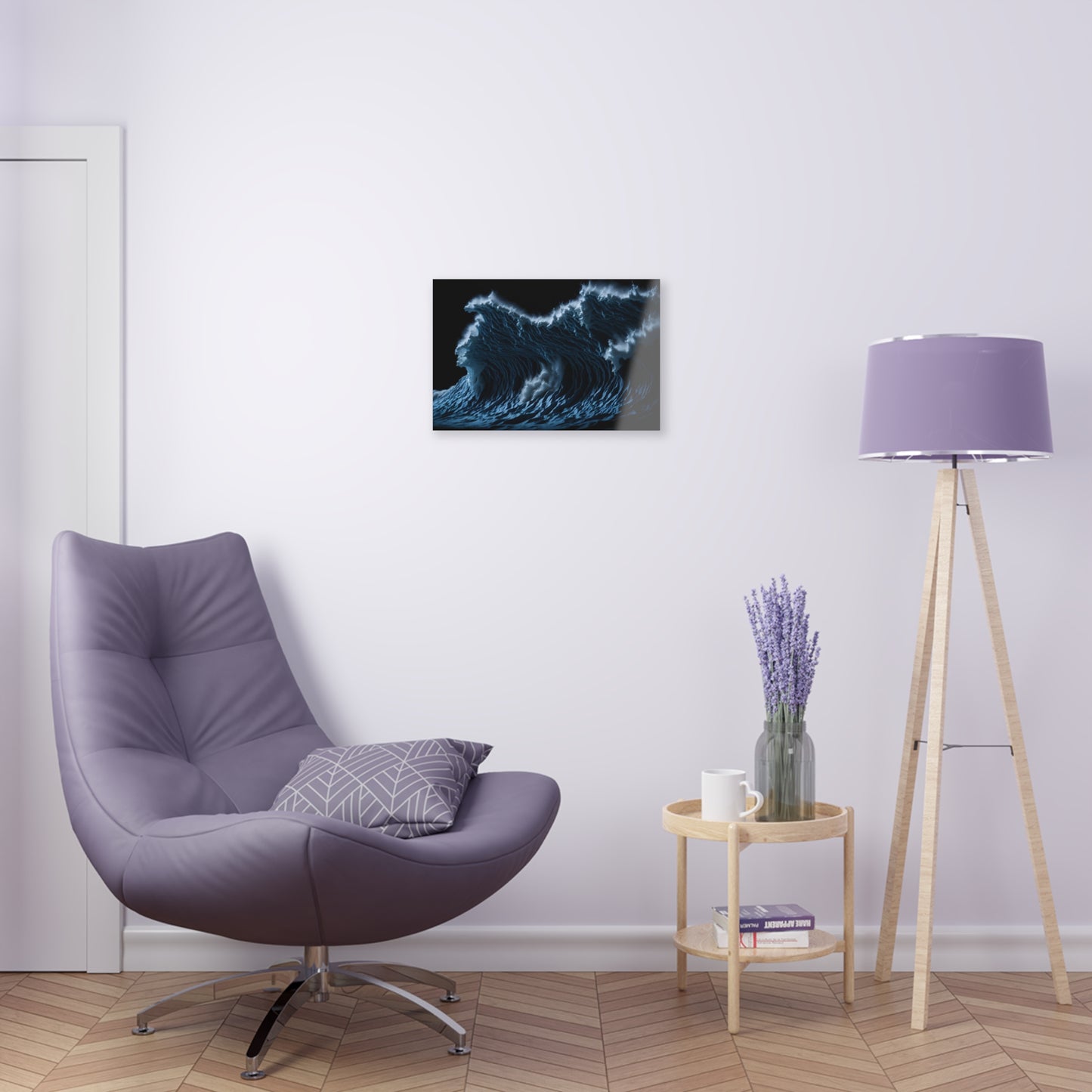 Powerful Waves Acrylic Art Jet Black Collection Elegant wall art in the living room bedroom or dinig room office gift for water lovers v1