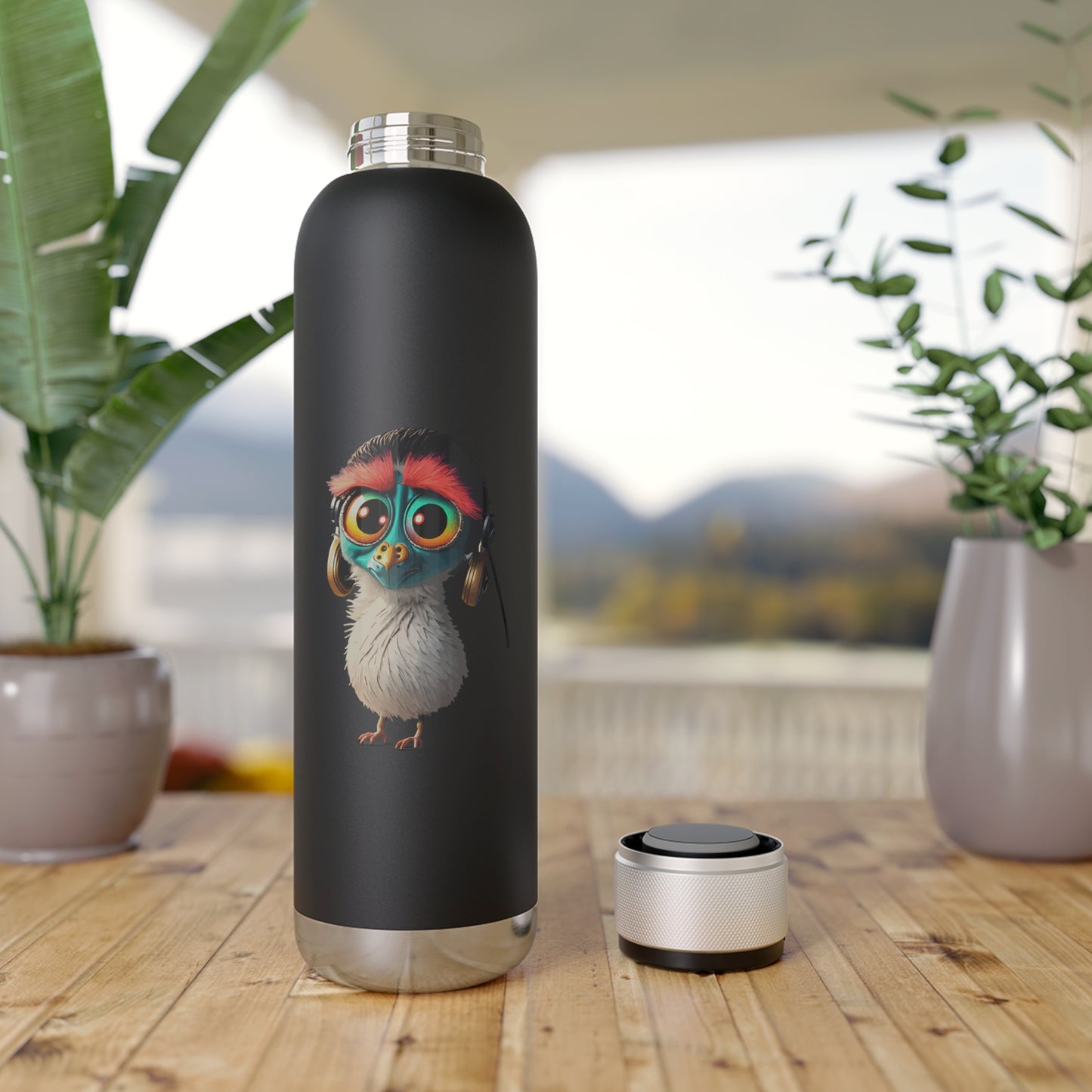 Bird Bluetooth Water Bottle 22oz headphones bird headphones built in bluetooth speaker copper vacuum infused cold drinks music lcd lights