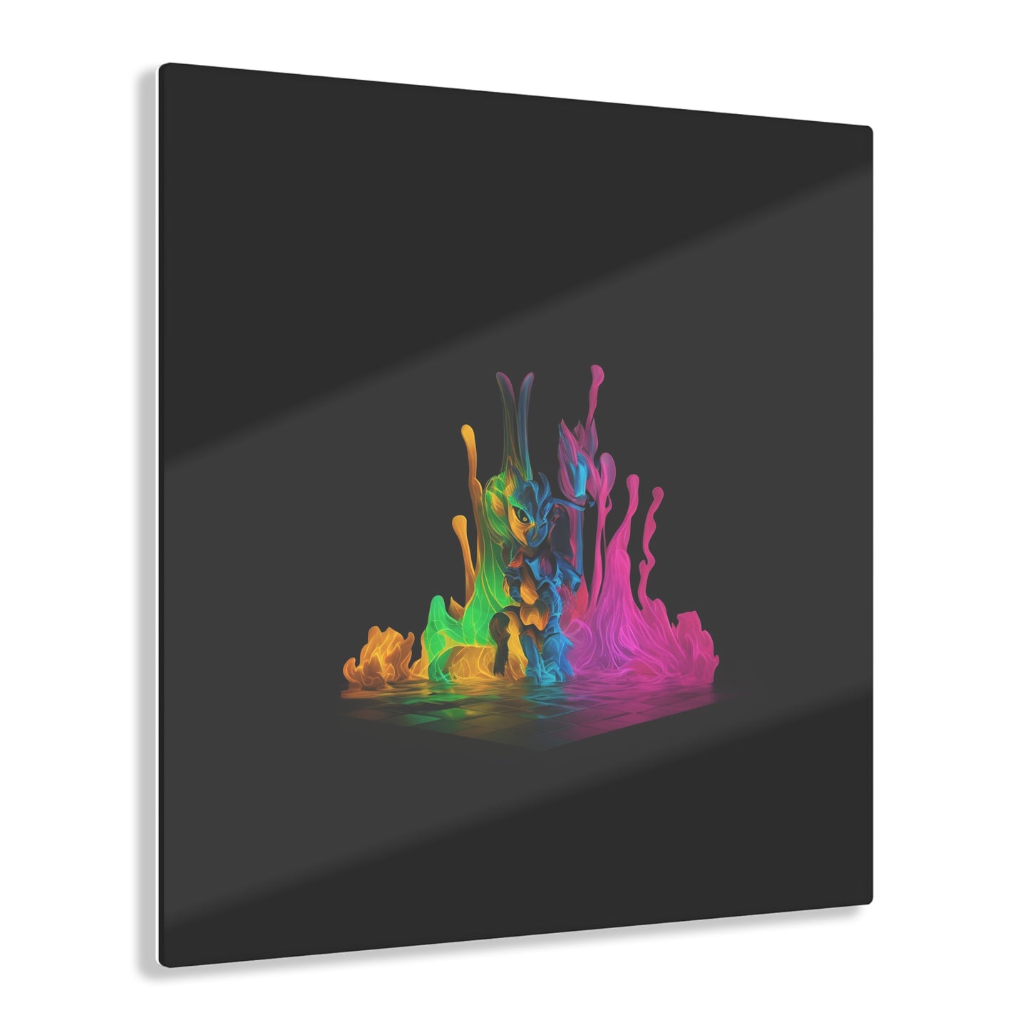 Rainbow Abstracts Art on Jet Black Acrylic Panels for gameroom art gay gift for lgbtq lovers ally femme style art horizontal orientation v2