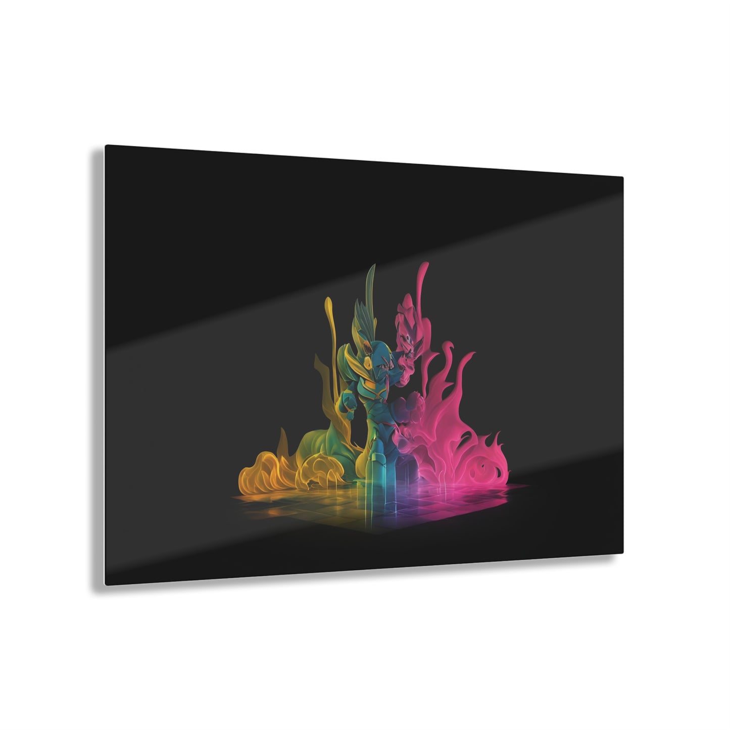 Rainbow Abstracts Art on Jet Black Acrylic Panels for gameroom art gay gift for lgbtq lovers ally femme style art horizontal orientaion v3