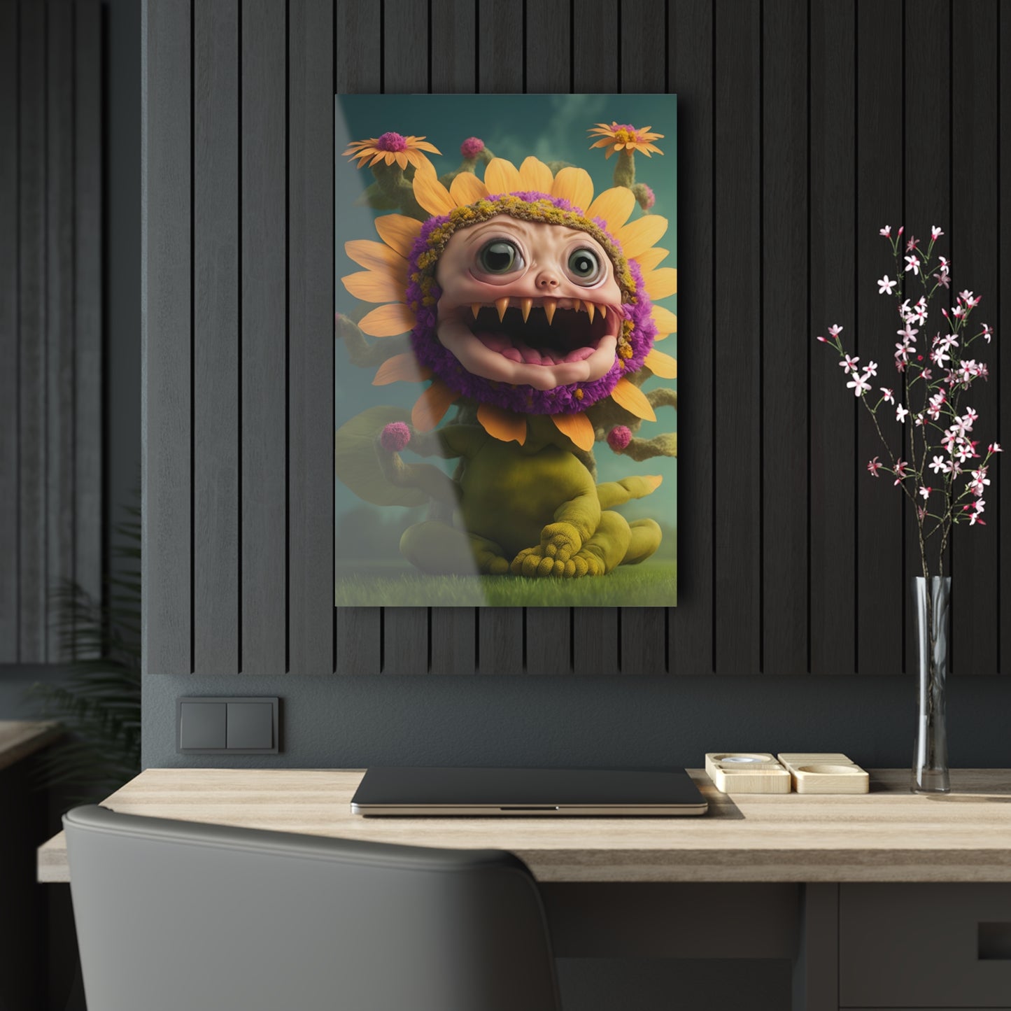 Monster Flower Art Panels for the kids room acrylic wall Art for the playroom or collectable monsters art 6/10