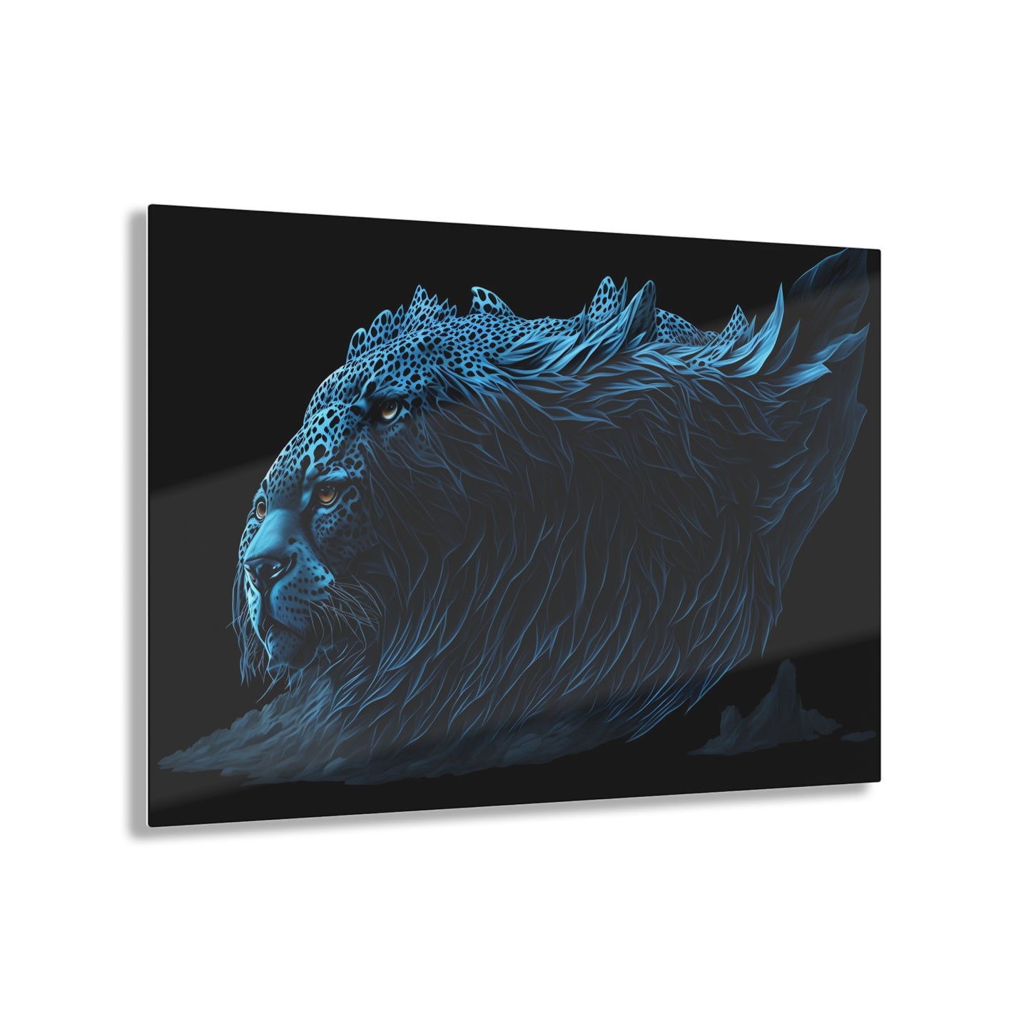 Blue Predators Acrylic Art Jet Black Collection Elegant wall art in the living room bedroom or dinig room office gift for animal lovers v1