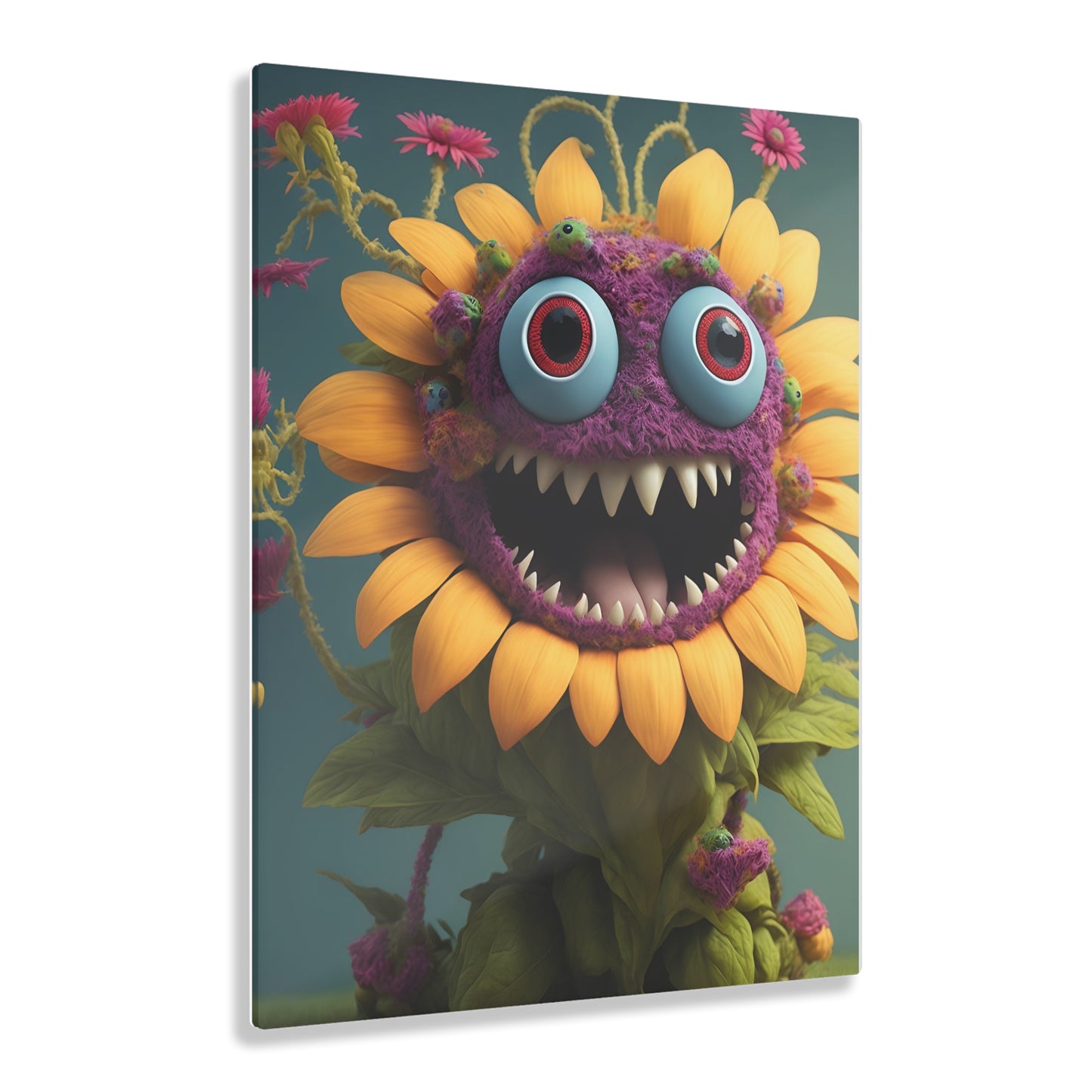 Monster Flower Art Panels for the kids room acrylic wall Art for the playroom or collectable monsters art 1/10