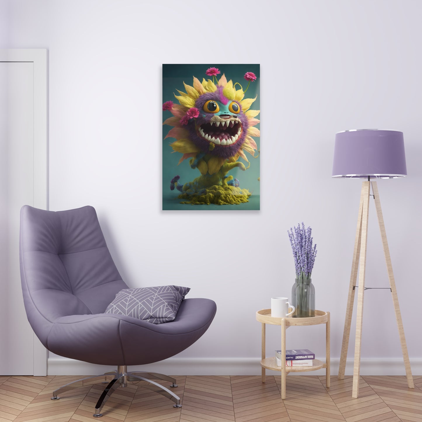 Monster Flower Art Panels for the kids room acrylic wall Art for the playroom or collectable monsters art 10/10