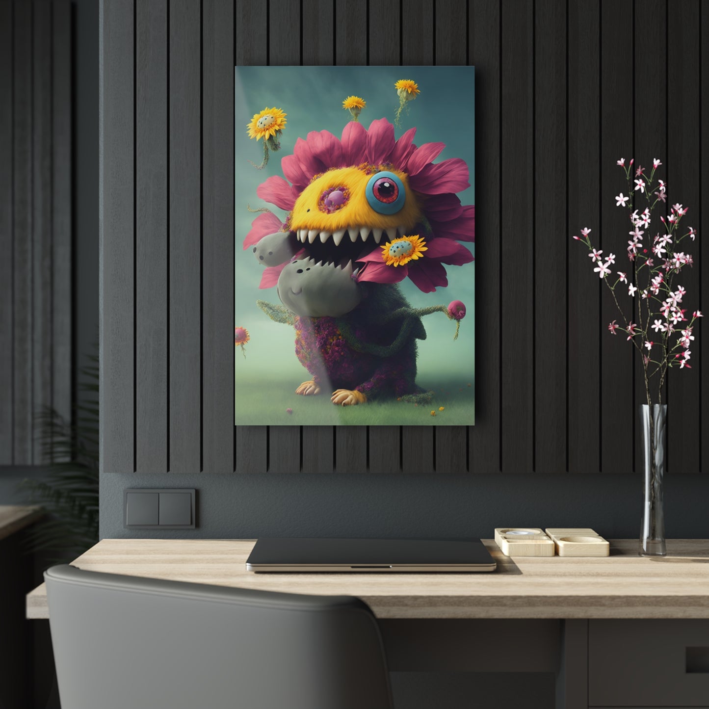 Monster Flower Art Panels for the kids room acrylic wall Art for the playroom or collectable monsters art 3/10