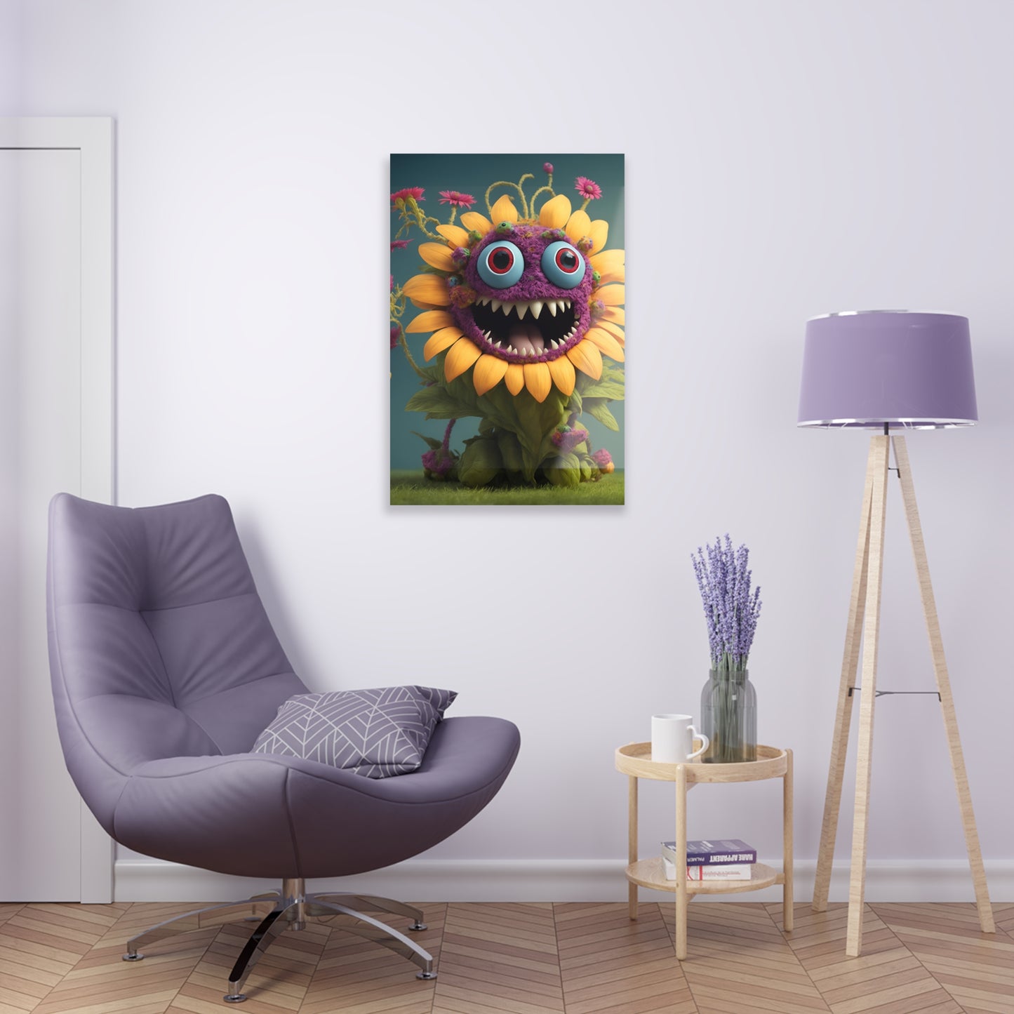 Monster Flower Art Panels for the kids room acrylic wall Art for the playroom or collectable monsters art 1/10