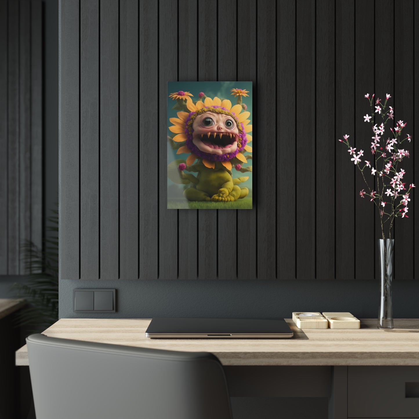 Monster Flower Art Panels for the kids room acrylic wall Art for the playroom or collectable monsters art 6/10