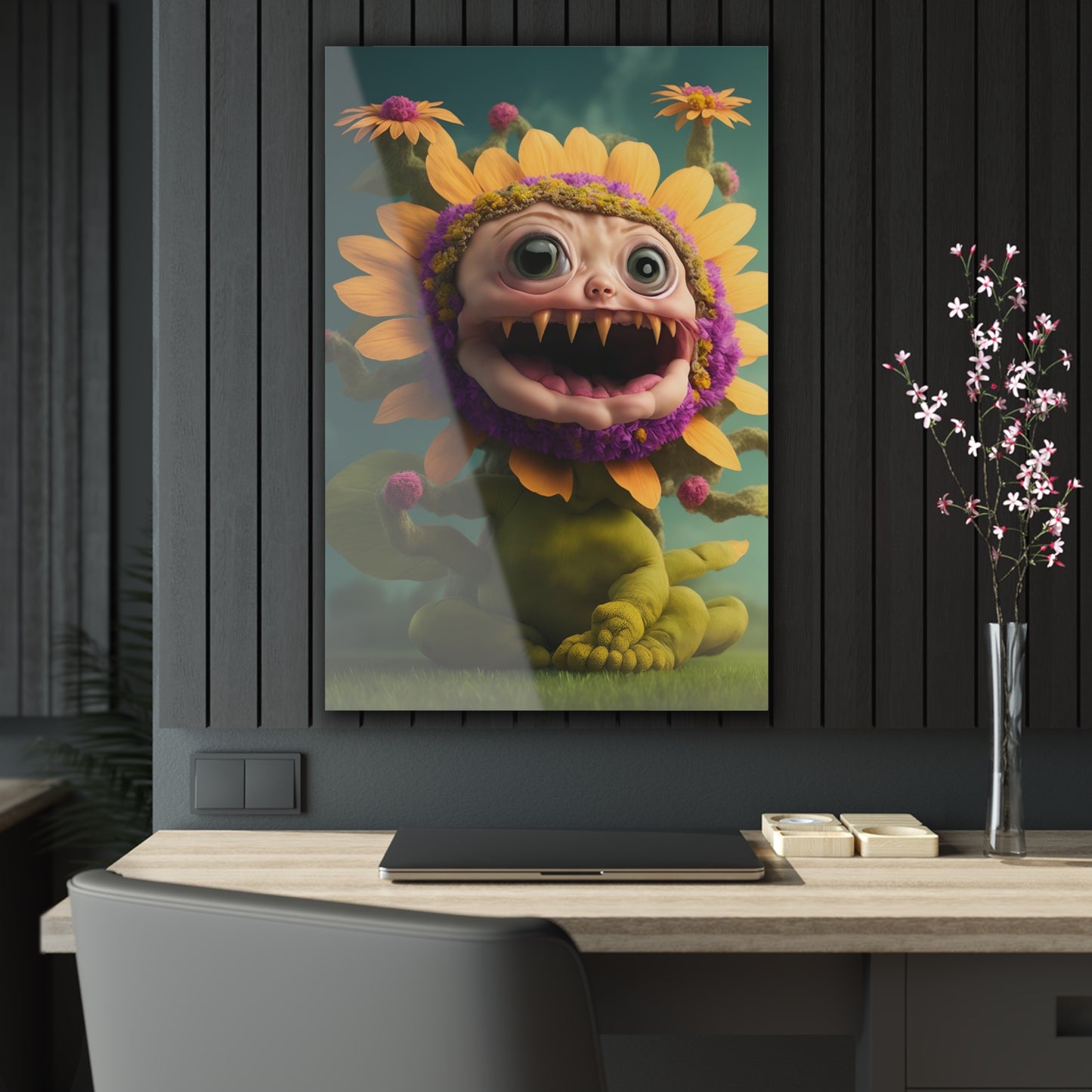 Monster Flower Art Panels for the kids room acrylic wall Art for the playroom or collectable monsters art 6/10