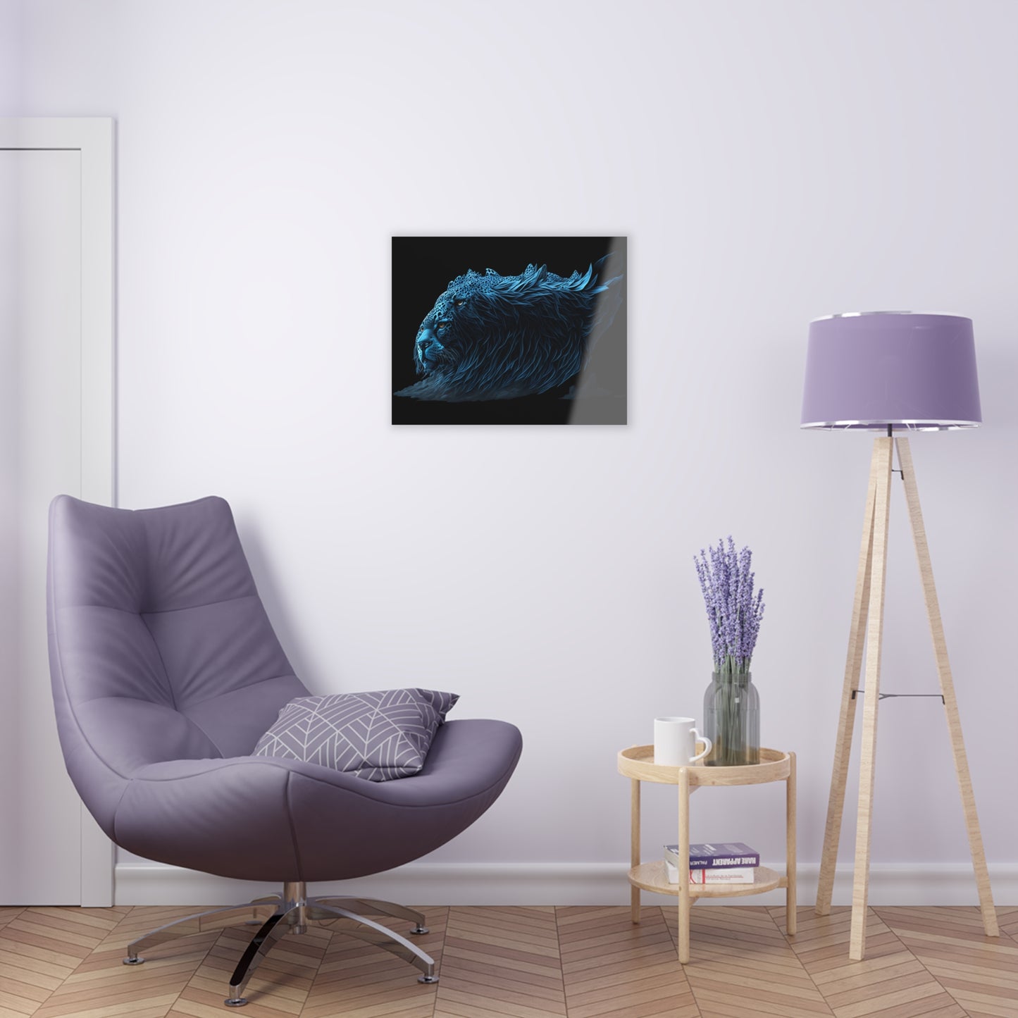 Blue Predators Acrylic Art Jet Black Collection Elegant wall art in the living room bedroom or dinig room office gift for animal lovers v1