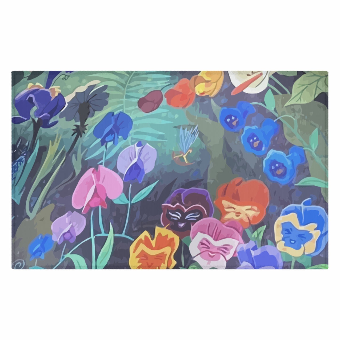 Alice in wonderland style rug with laughing orchids for those Alice fans to decorate their place.