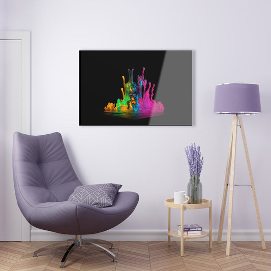 Rainbow Abstracts Art on Jet Black Acrylic Panels for gameroom art gay gift for lgbtq lovers ally femme style art horizontal orientation v2