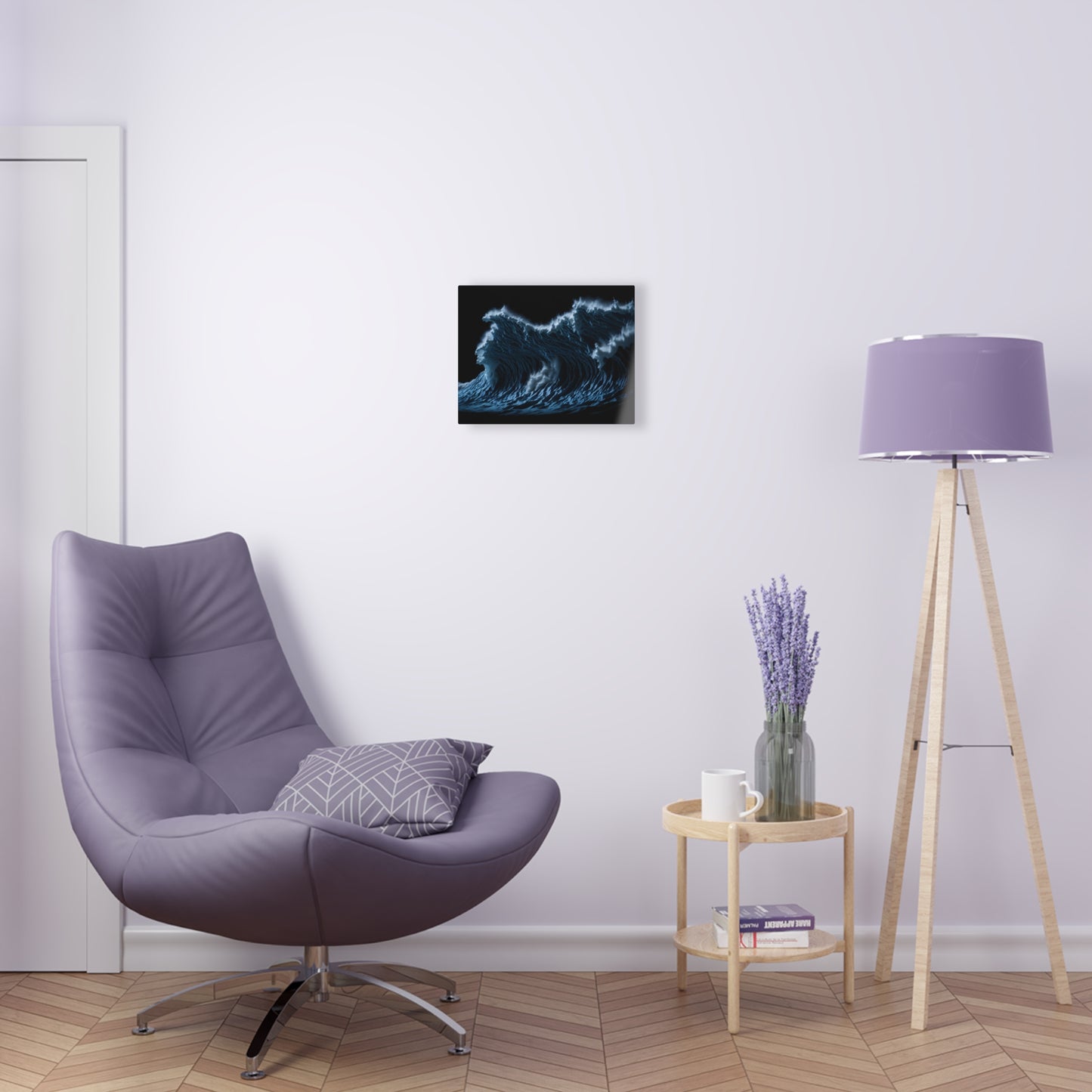 Powerful Waves Acrylic Art Jet Black Collection Elegant wall art in the living room bedroom or dinig room office gift for water lovers v1