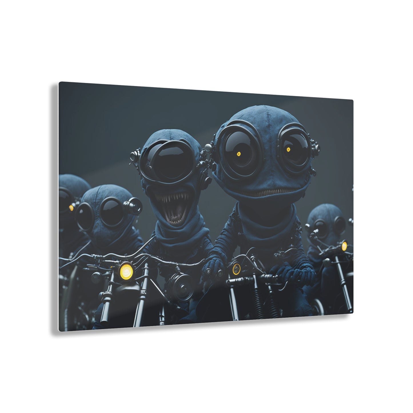 Alien Bikers Acrylic Wall Art Panels for Out of This World Decor for the gameoom bar garage or a gift v6 The The Alien Hogs