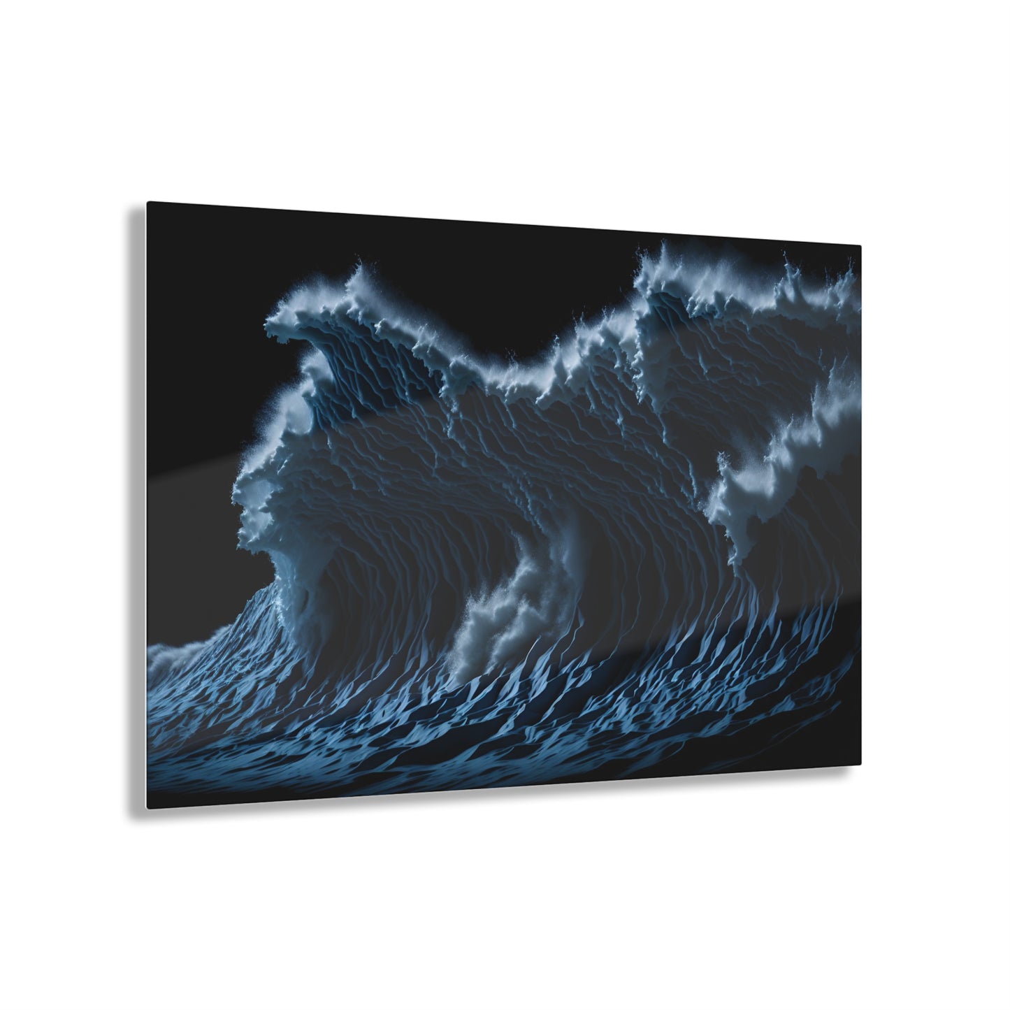 Powerful Waves Acrylic Art Jet Black Collection Elegant wall art in the living room bedroom or dinig room office gift for water lovers v1