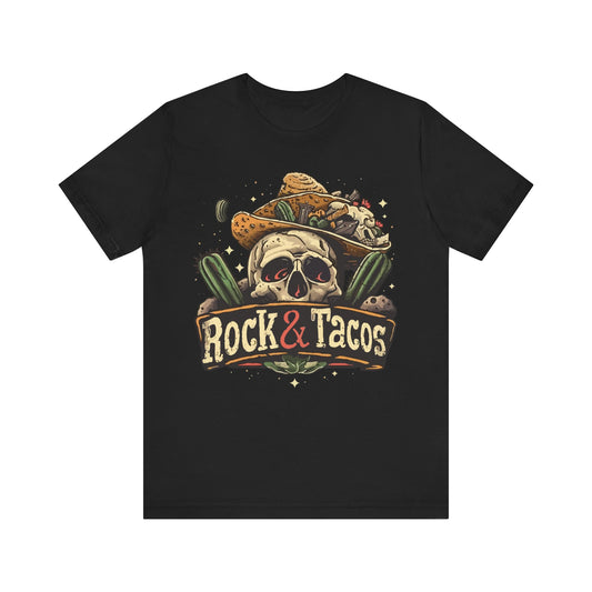 Rock & Tacos by Duane Tyree in NRH Texas Unisex Jersey Short Sleeve Tee