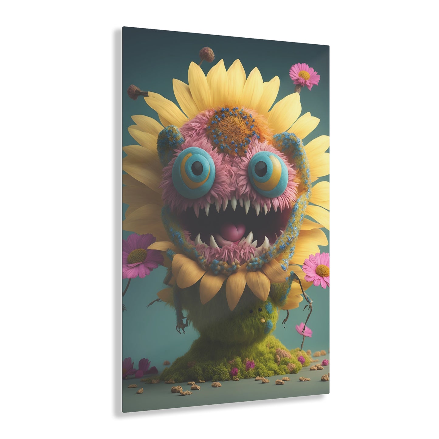 Monster Flower Art Panels for the kids room acrylic wall Art for the playroom or collectable monsters art 4/10