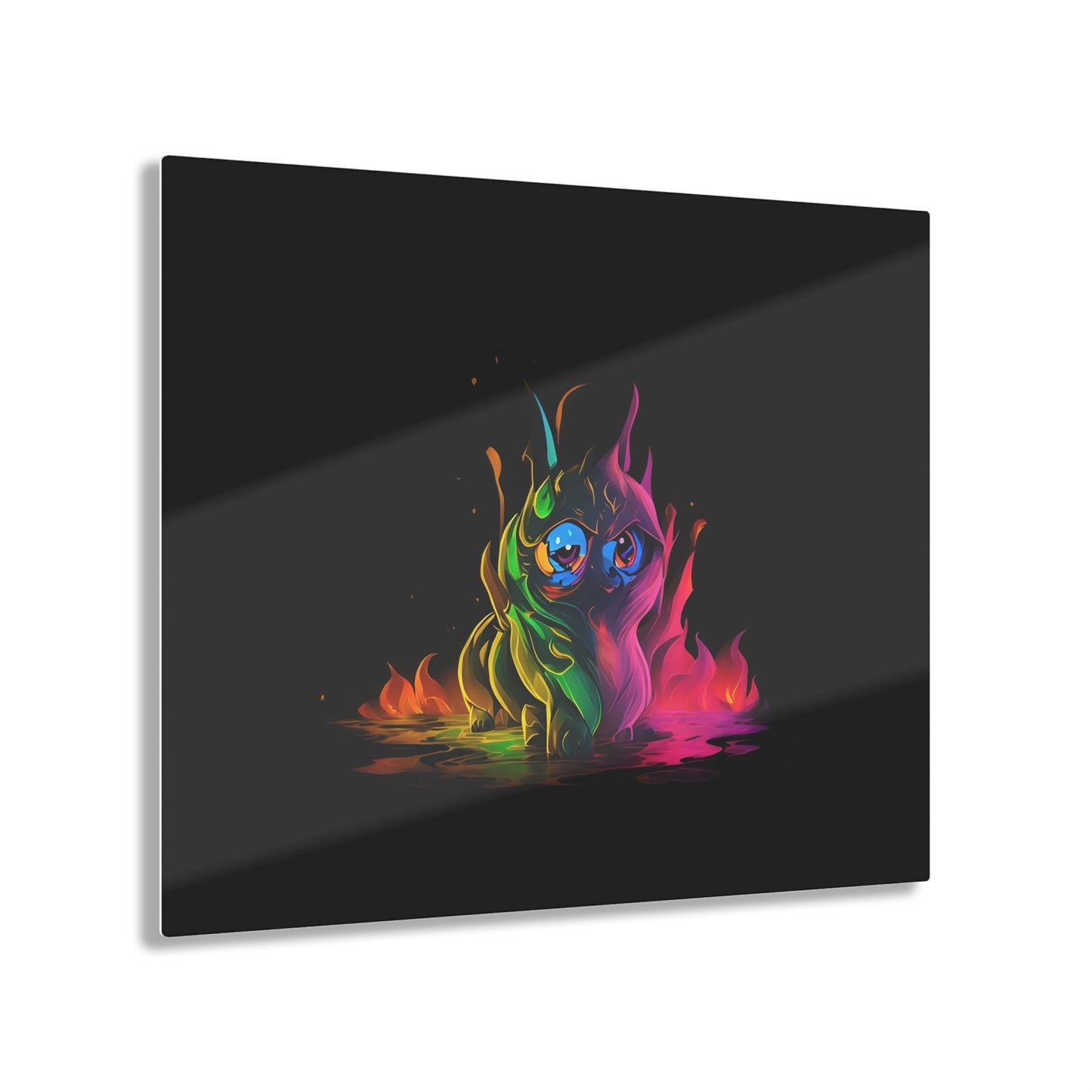 Rainbow Abstracts Art on Jet Black Acrylic Panels for gameroom art gay gift for lgbtq lovers ally femme style art horizontal orientation v1