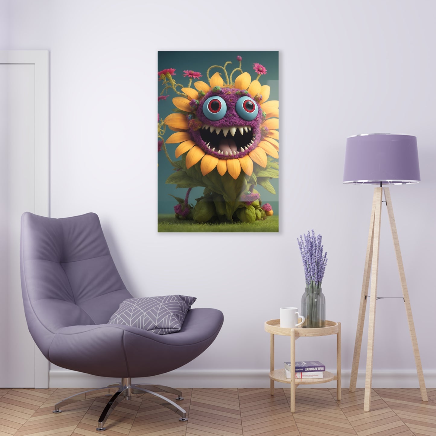 Monster Flower Art Panels for the kids room acrylic wall Art for the playroom or collectable monsters art 1/10