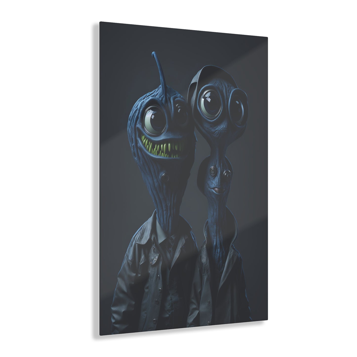 Besties in space Acrylic alien Wall Art Panels for best friends as gifts or for the kids room design v1