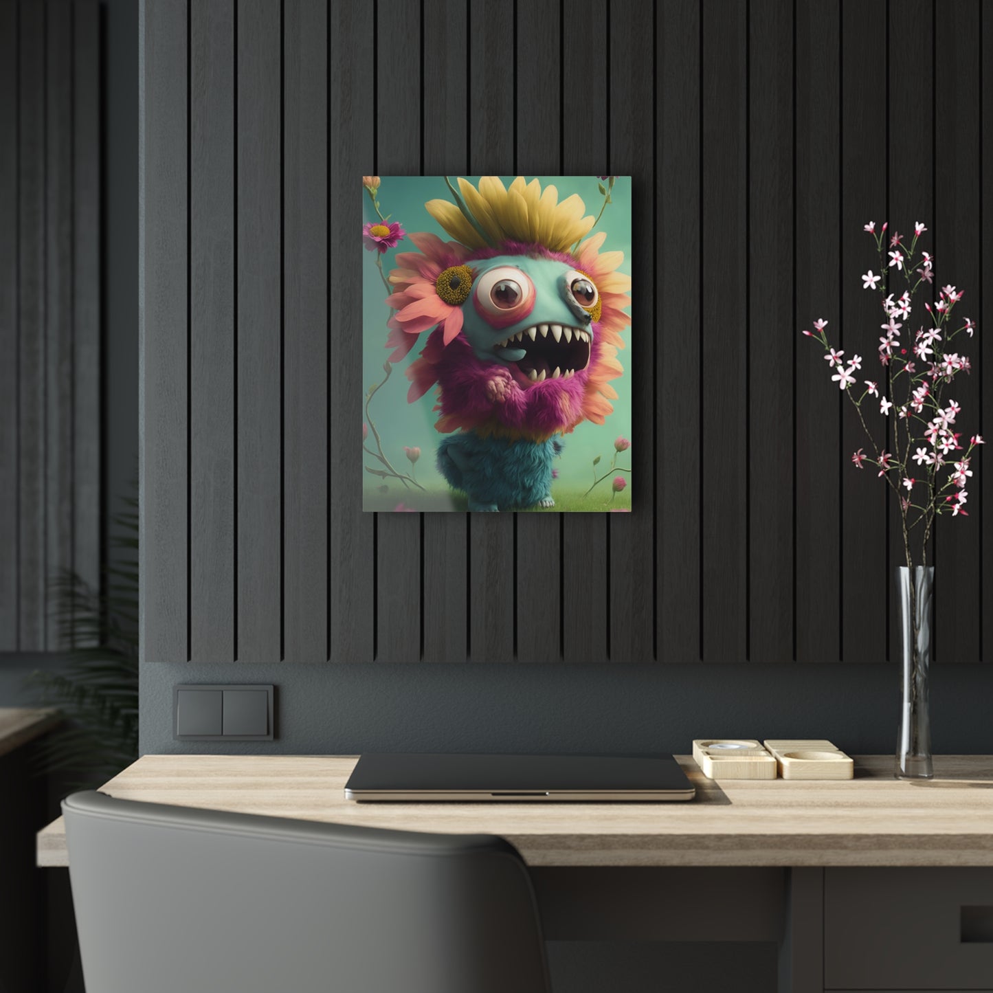 Monster Flower Art Panels for the kids room acrylic wall Art for the playroom or collectable monsters art 5/10