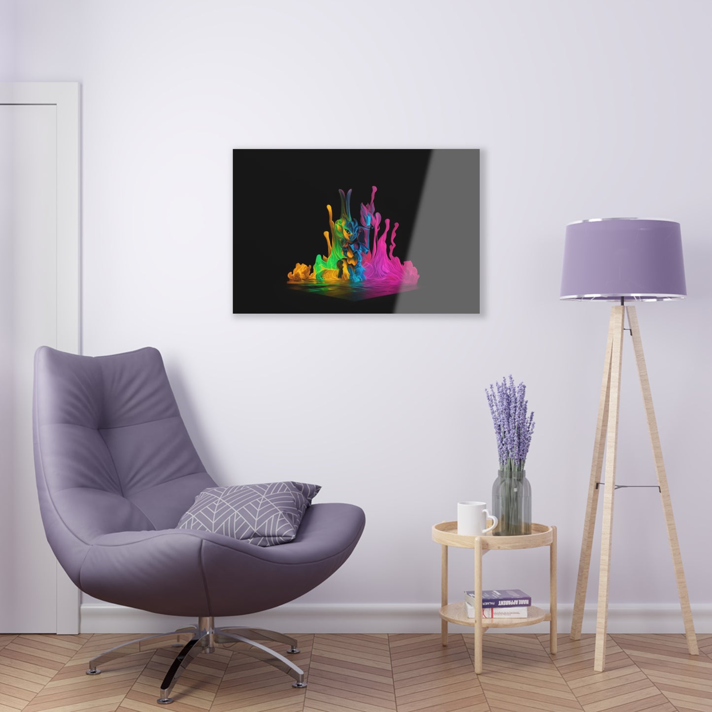 Rainbow Abstracts Art on Jet Black Acrylic Panels for gameroom art gay gift for lgbtq lovers ally femme style art horizontal orientation v2