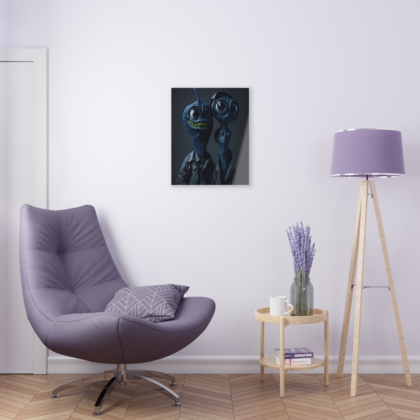 Besties in space Acrylic alien Wall Art Panels for best friends as gifts or for the kids room design v1