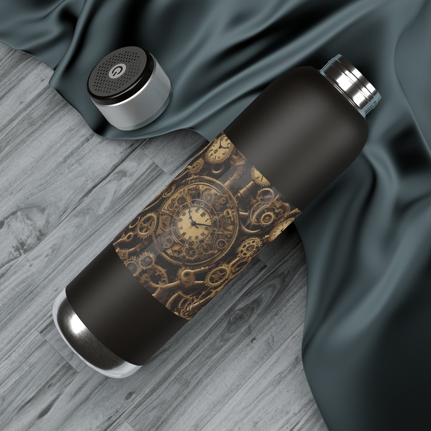 Steampunk Bluetooth Water Bottle Soundwave Copper Vacuum Audio Bottle 22oz water bottle with integrated bluetooth speaker for music