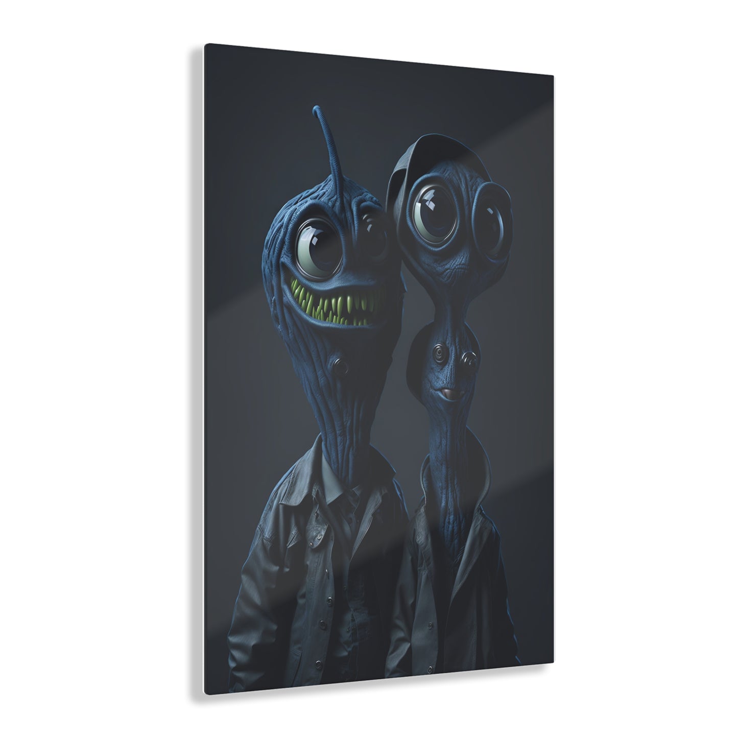 Besties in space Acrylic alien Wall Art Panels for best friends as gifts or for the kids room design v1