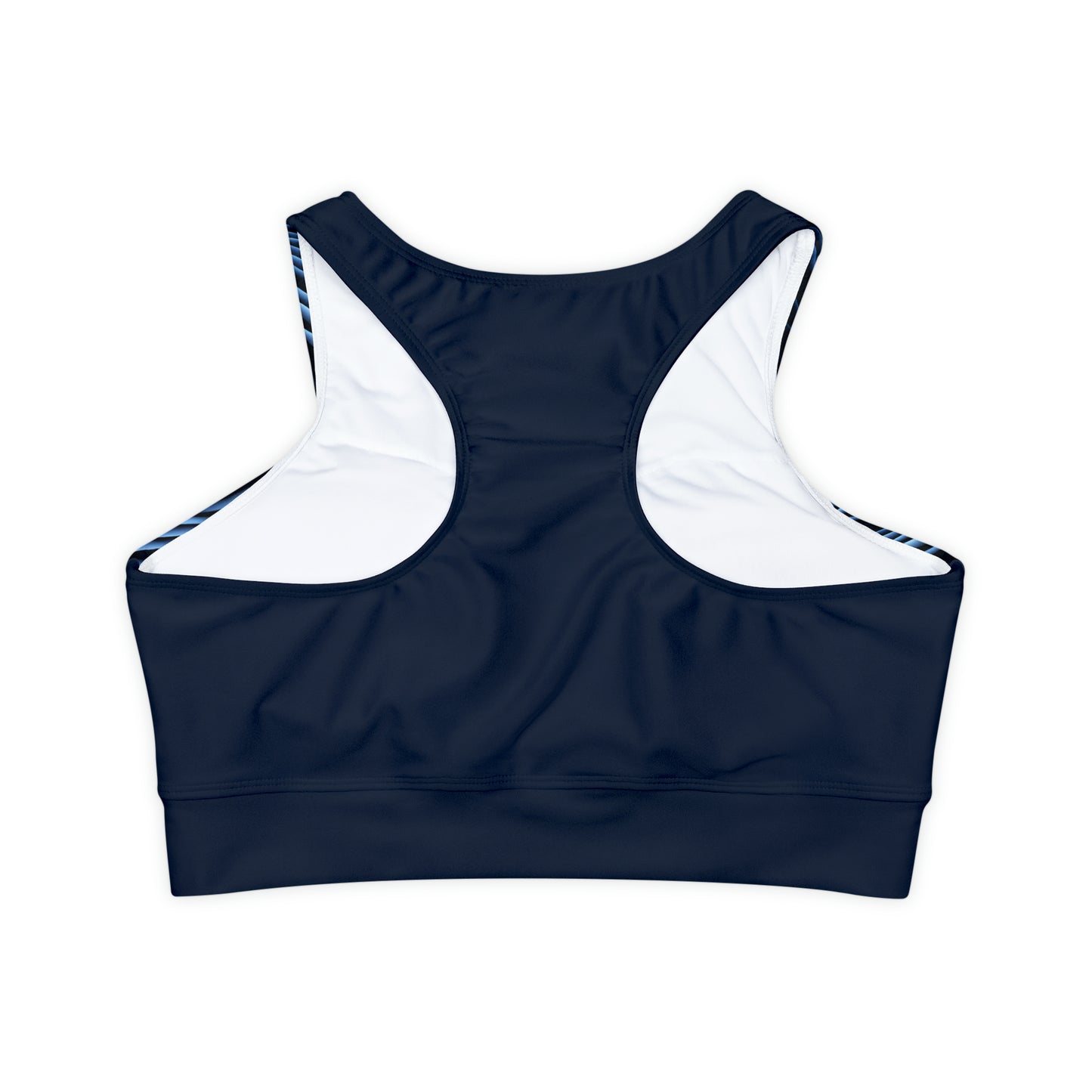 Electric blue sports bra with Fully Lined Padded Sports Bra for working out and yoga in style with electric blue marble design