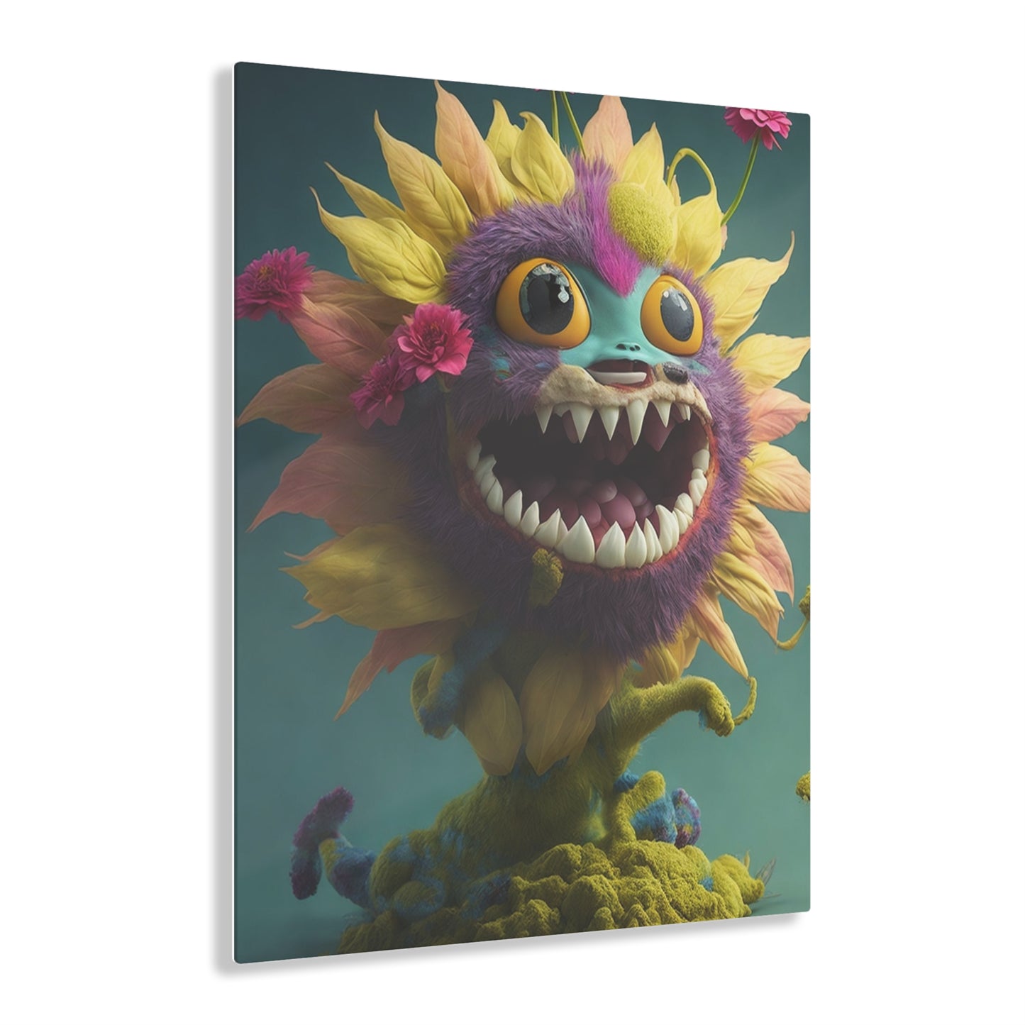 Monster Flower Art Panels for the kids room acrylic wall Art for the playroom or collectable monsters art 10/10