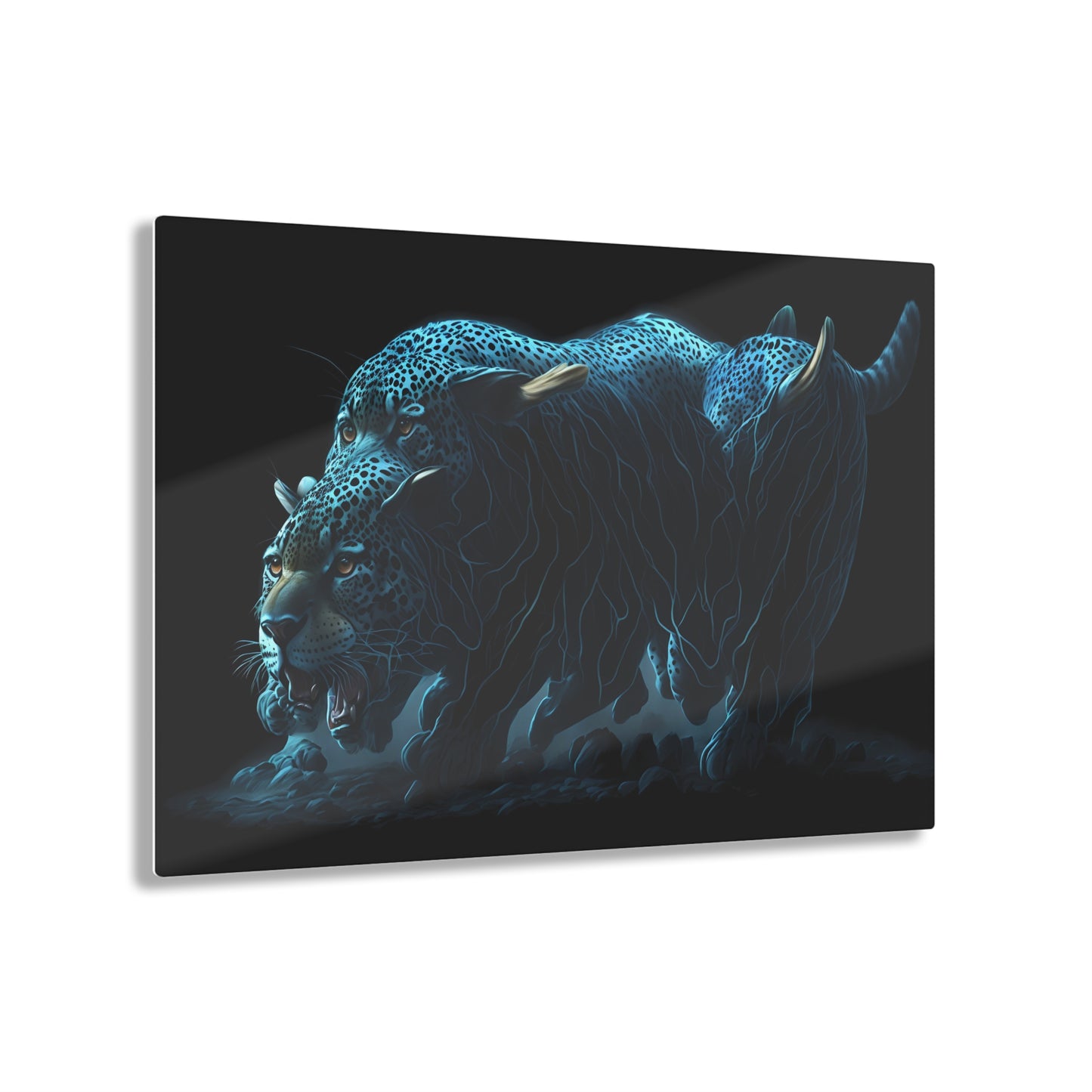 Blue Predators Acrylic Art Jet Black Collection Elegant wall art in the living room bedroom or dinig room office gift for animal lovers v2