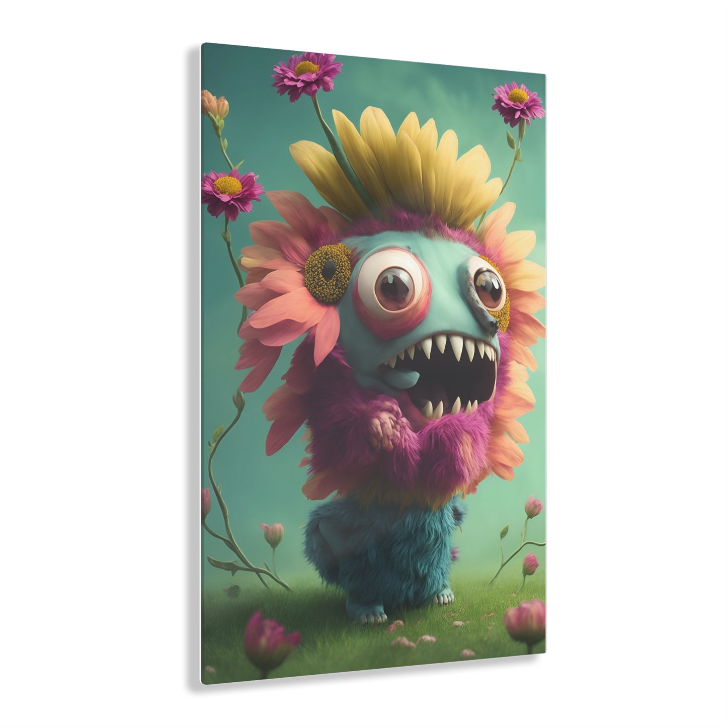 Monster Flower Art Panels for the kids room acrylic wall Art for the playroom or collectable monsters art 5/10