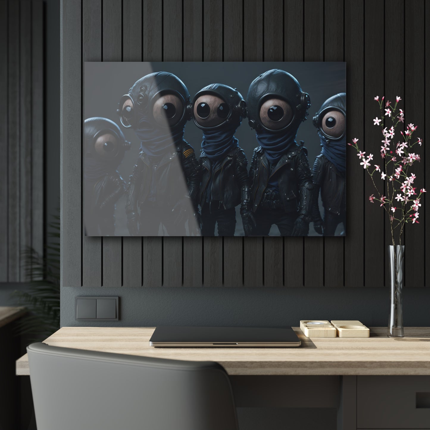 Alien Bikers Acrylic Wall Art Panels for Out of This World Decor for the gameoom bar garage or a gift v3 The Outer Space Outlaws