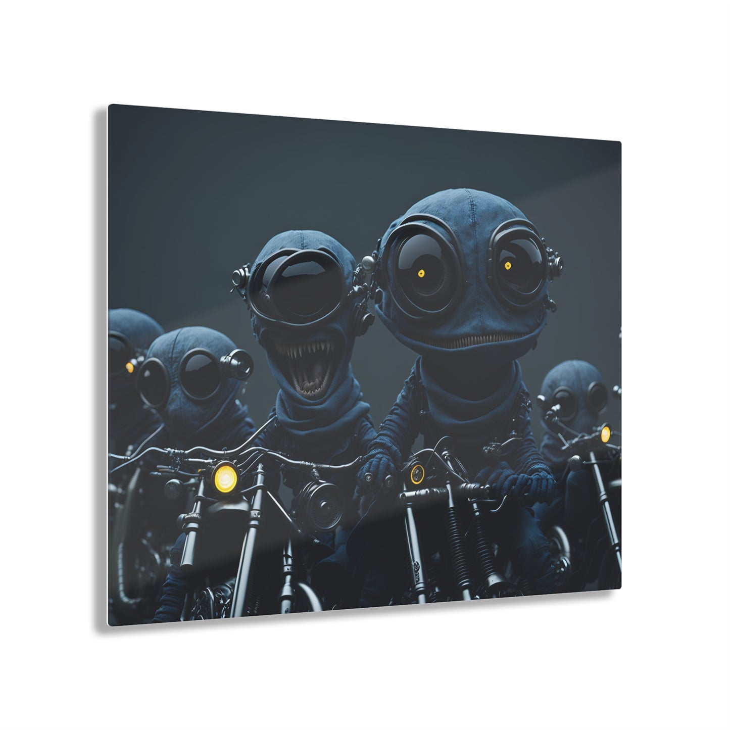 Alien Bikers Acrylic Wall Art Panels for Out of This World Decor for the gameoom bar garage or a gift v6 The The Alien Hogs