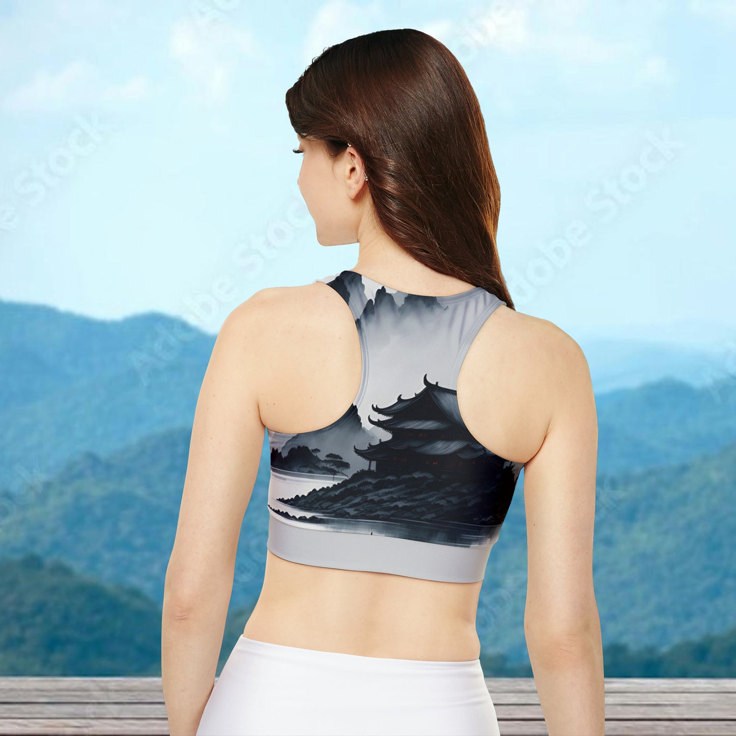 Chinese ink sports bra with Fully Lined Padded Sports Bra for working out and yoga in style