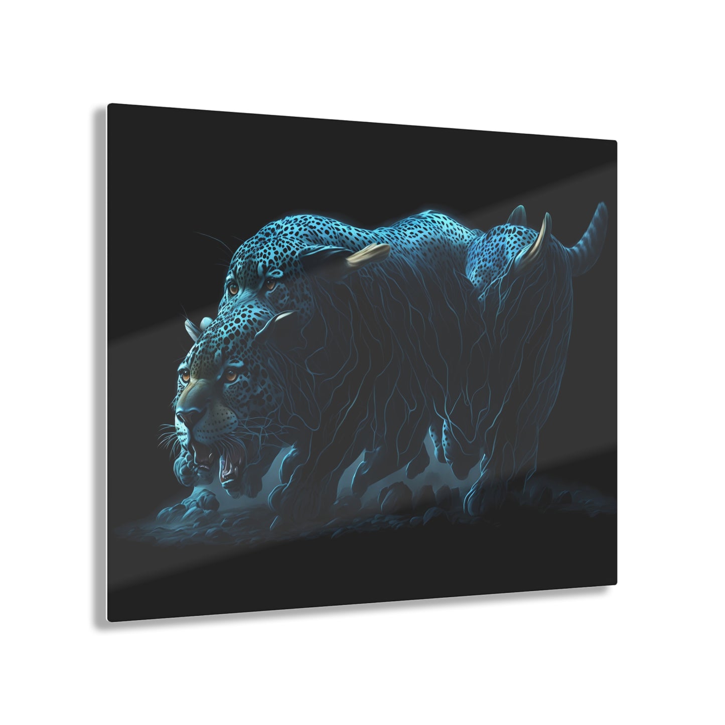 Blue Predators Acrylic Art Jet Black Collection Elegant wall art in the living room bedroom or dinig room office gift for animal lovers v2