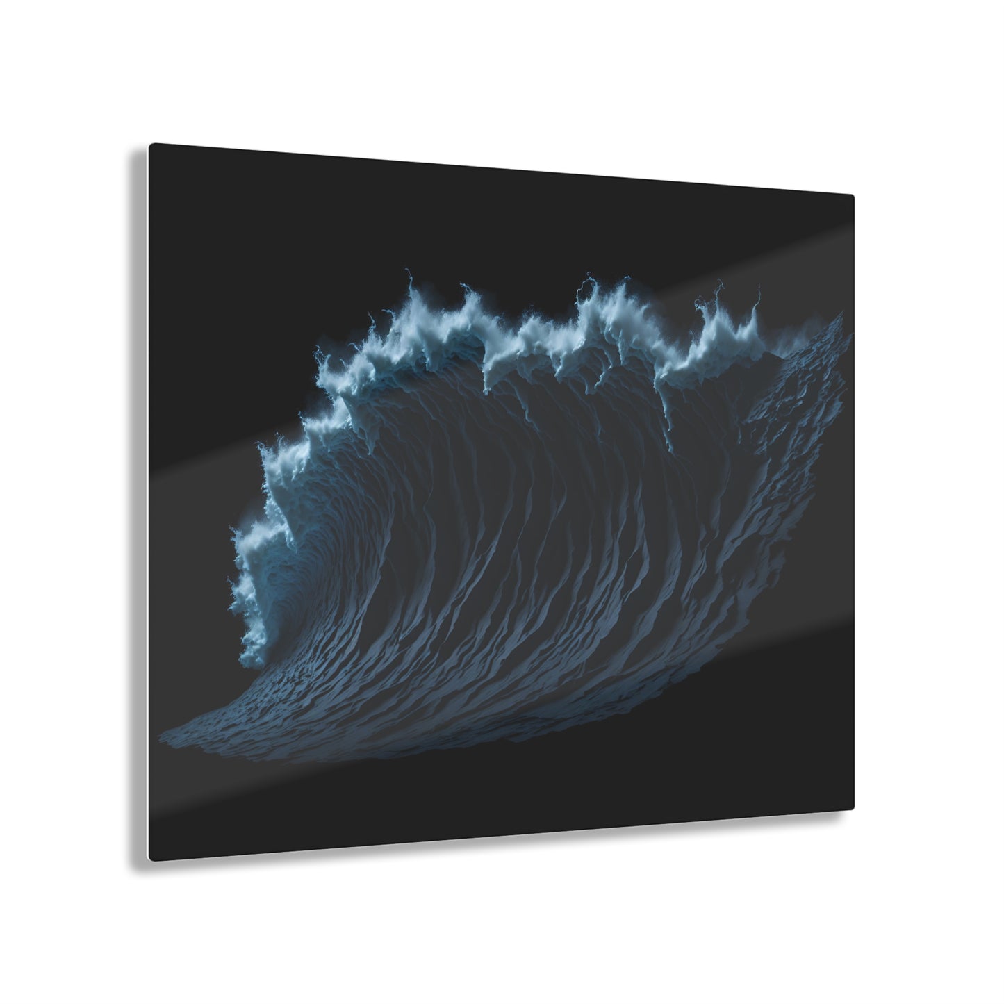 Powerful Waves Acrylic Art Jet Black Collection Elegant wall art in the living room bedroom or dinig room office gift for water lovers v2