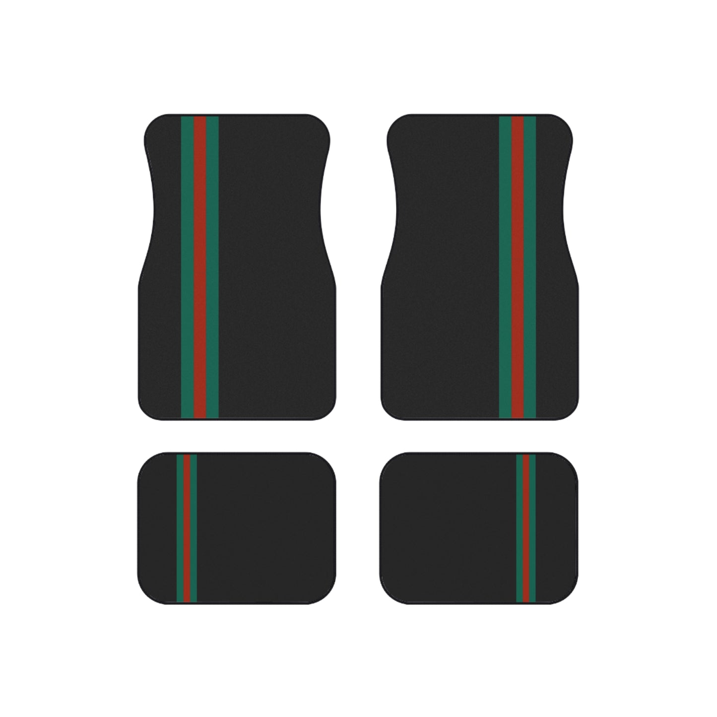 green and red Car Mats set of 4 car mats with green and red racing stripes