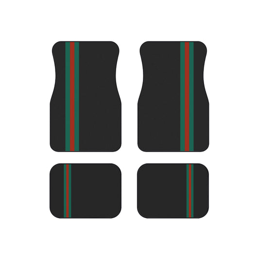 green and red Car Mats set of 4 car mats with green and red racing stripes