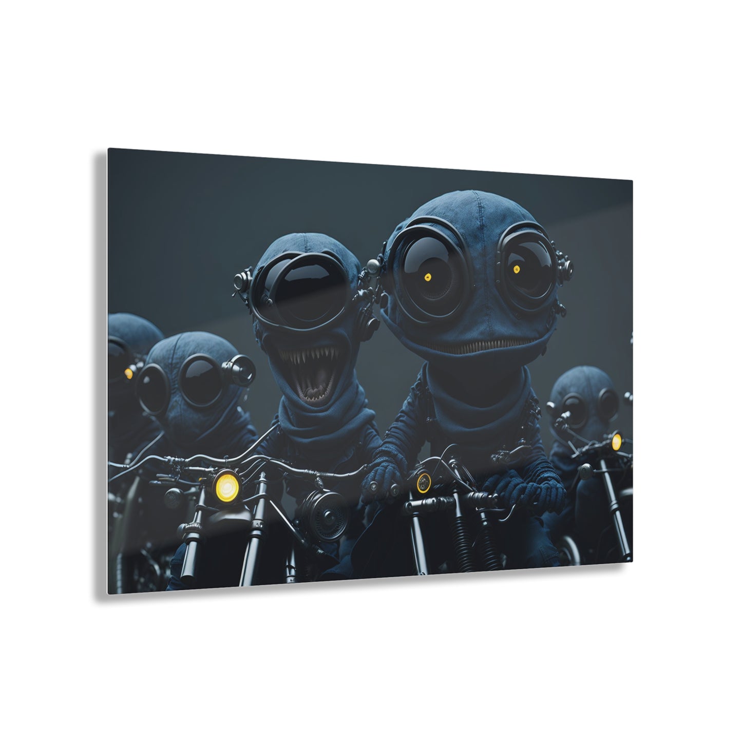 Alien Bikers Acrylic Wall Art Panels for Out of This World Decor for the gameoom bar garage or a gift v6 The The Alien Hogs