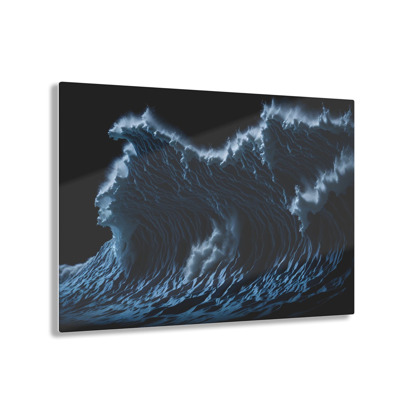 Powerful Waves Acrylic Art Jet Black Collection Elegant wall art in the living room bedroom or dinig room office gift for water lovers v1