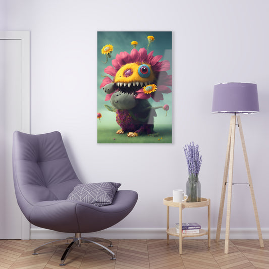 Monster Flower Art Panels for the kids room acrylic wall Art for the playroom or collectable monsters art 3/10