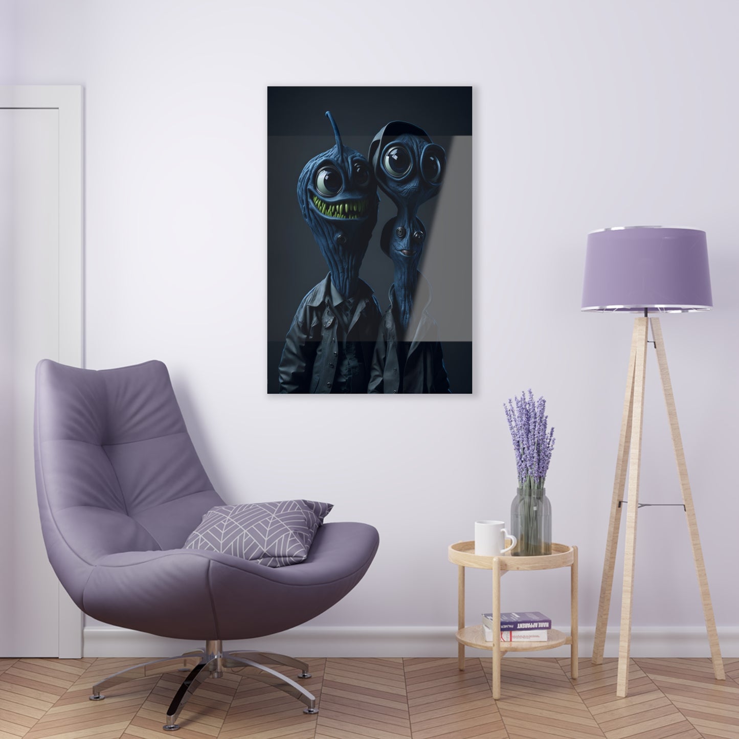 Besties in space Acrylic alien Wall Art Panels for best friends as gifts or for the kids room design v1